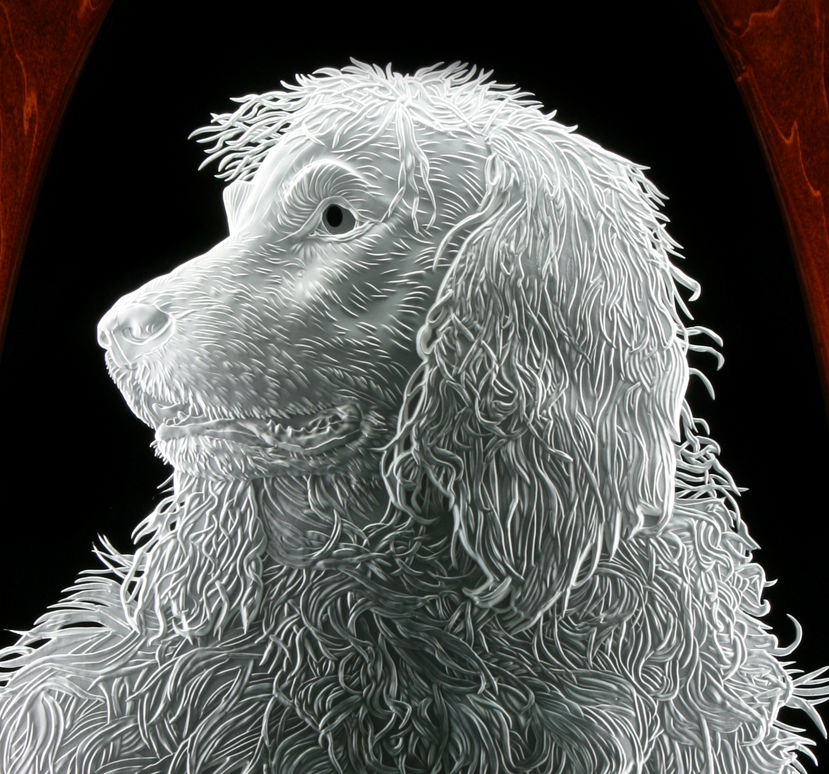 Boykin Spaniel Sand Carved Glass by Lex Melfi